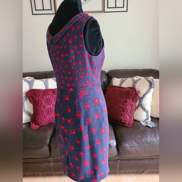 BODEN Martha Shift Sleeveless Knee-Length Polka Dot Dress Size US 8R Navy/Red - Picture 9 of 13